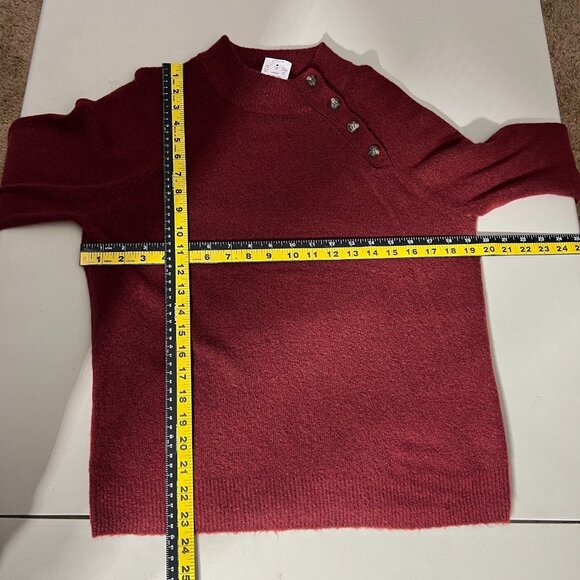 J Crew Sweater Womens Medium Maroon Button Preppy‎ Extra Soft Yarn Wool Blend M - Picture 2 of 13
